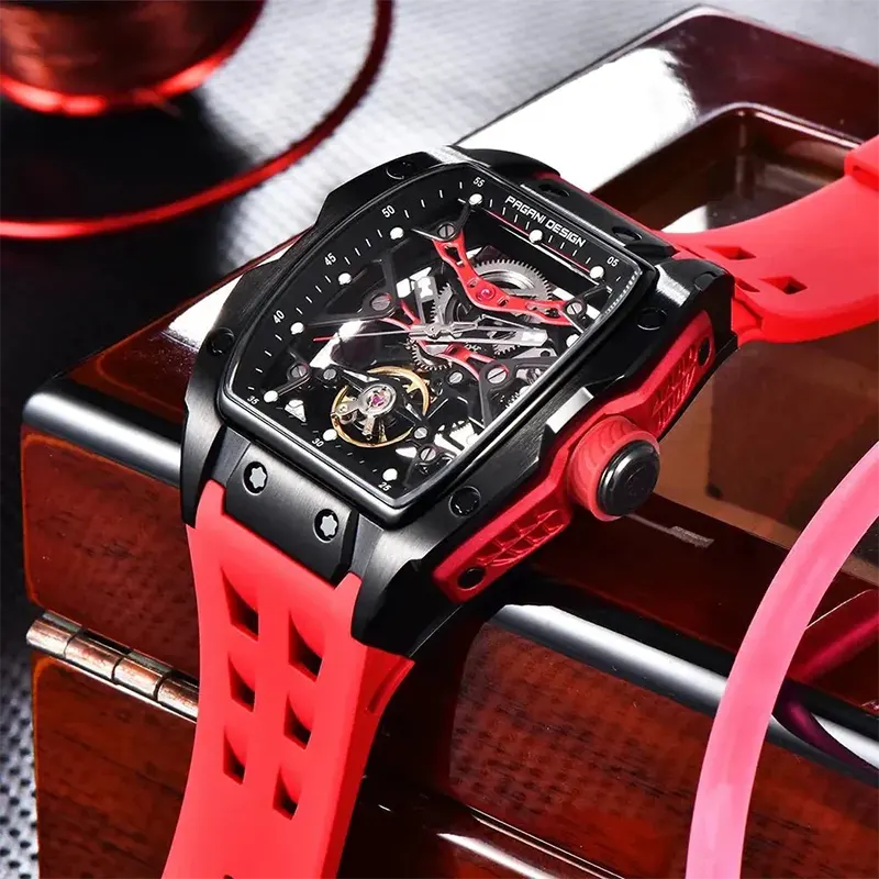 Pagani Design Skeleton Automatic Red Strap Men's Watch | PD-YS018