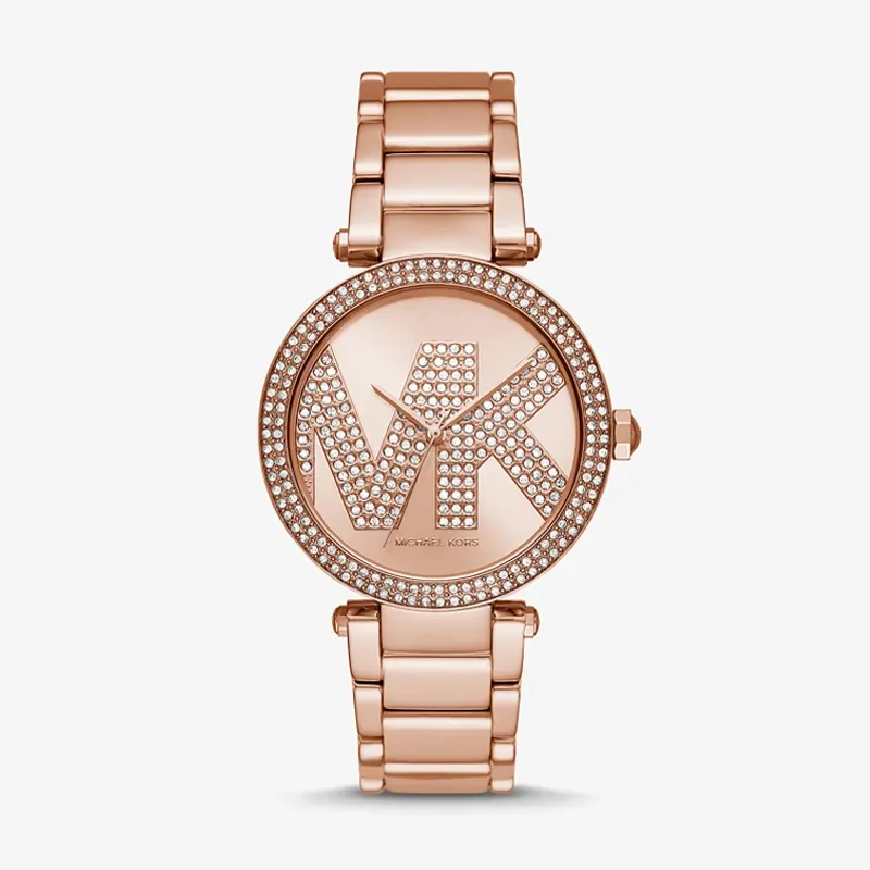 Michael Kors Parker Pavé Logo Rose Gold Ladies Watch | MK6660